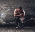 Bodybuilder with weight Royalty Free Stock Photo