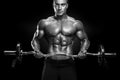 Bodybuilder workout with barbell Royalty Free Stock Photo