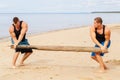 Bodybuilders on the beach