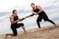 Bodybuilders on the beach