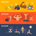 Bodybuilding Banner Set vector design illustration