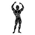 Bodybuilding and fitness concept, flexing muscles, vector illustration Royalty Free Stock Photo