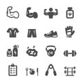 Bodybuilding healthy and fitness icon set, vector eps10 Royalty Free Stock Photo