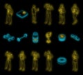 Bodybuilding icons set vector neon Royalty Free Stock Photo