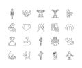 Bodybuilding line icons, signs, vector set, outline illustration concept