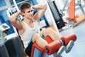 Bodybuilding man at abdominal crunch exercises Royalty Free Stock Photo