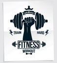Bodybuilding motivation poster. Vector composition of muscular s