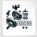 Bodybuilding motivation vector poster created with disc weight d