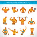 Bodybuilding Polygonal Icons Set