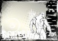 Bodybuilding sketching grunge background 2