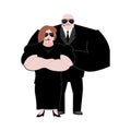 Bodyguard Marrieds family. husband and wife in Black suit and ha