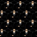 Bodyguard pattern. Strong guard at nightclub. Black suit and han Royalty Free Stock Photo