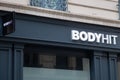 Bodyhit logo brand and text sign facade entrance of sport agency for electro