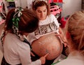 Bodypaint on a pregnant woman's belly