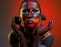 Bodypainting. Woman painted with ethnic patterns