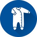 Bodysuit icon. Baby footed sleeper on blue background. Vector il Royalty Free Stock Photo