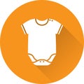 Bodysuit icon. Baby overall on orange background. Vector