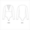 Bodysuit with long sleeve design template. Sketch Bodysuit template design. Vector illustration of a swimwear Royalty Free Stock Photo