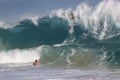 Bodysurfer over the falls at Sandy Beach Hawaii Royalty Free Stock Photo