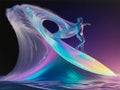 Bodysurfer on wave glass holographic decor Royalty Free Stock Photo