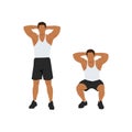 Bodyweight Squat. Young man doing sport exercise.