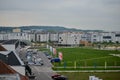 Boeblingen, Germany - July 2016 - Panoramic view of the city of Boblingen from the V8 HOTEL Motorworld Region Stuttgart.