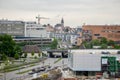 Boeblingen, Germany - July 2016 - Panoramic view of the city of Boblingen from the V8 HOTEL Motorworld Region Stuttgart.