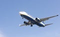 Boeing 737 makes its landing approach to oporto