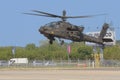 The Boeing AH-64 Apache is an american twin-turboshaft attack helicopter. Bucharest International Air Show Royalty Free Stock Photo