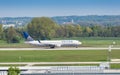 Boeing-767 airliner of United Airlines taxiing in Munich airport Royalty Free Stock Photo