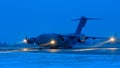 boeing c-17 globemaster of the australian air force arriving at the airport of linz