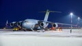 boeing c-17 globemaster of the australian air force arriving at the airport of linz