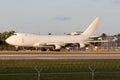 Boeing 747 cargo freighter plane taxing at Miami Airport