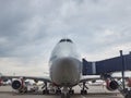 Boeing 747 with connected jetway at Vnukovo airport