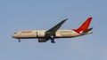 A Boeing 787 Dreamliner Airplane Of Air India Landing At Changi International Airport, Singapore. Royalty Free Stock Photo