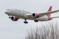 Boeing 787 Dreamliner Virgin Atlantic airlines landing at London Heathrow Airport