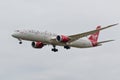 Boeing 787 Dreamliner Virgin Atlantic airlines landing at London Heathrow Airport