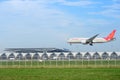 Boeing 787-8 Dreamliner VT-ANI of Air India landing at suvarnabhumi international airport in Bangkok ,Thailand. Royalty Free Stock Photo