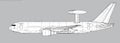 Boeing E-767 AWACS. Vector drawing of Airborne Warning and Control System aircraft.