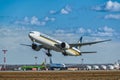 Boeing 777-300 ER Singapore Airlines off the runway at the airport