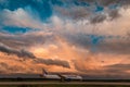 Boeing 777-200er Transaero Airlines take off the runway at the airport Royalty Free Stock Photo