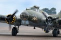 Boeing Flying fortress B17G, Sally B at Scampton air show on 10 September, 2017. Lincolnshire active Royal Air force base. Royalty Free Stock Photo