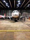 Airplane in the hangar for maintance