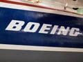 Boeing Logo on side of plane on display at the Hiller Avation Musuem