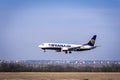 Ryanair plane landing at the Iasi International Airport