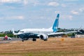 Boeing 737-7 MAX, N7201S. Farnborough International Airshow, July 16, 2018 Royalty Free Stock Photo