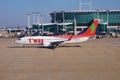 A Boeing 737-83N airplane from Korean low-cost airline TWay TW