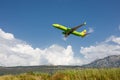 Boeing 737 Next Gen S7 Siberia Airlines taking off at Tivat Airport, Montenegro. Royalty Free Stock Photo