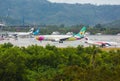 Boeing Nok Air landing in the rain