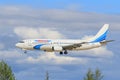 The Boeing 737-400 plane with the released chassis